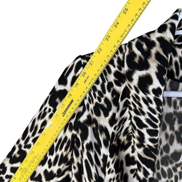 Calvin Klein Womens S Leopard Print Open Cardigan 3/4 Sleeves Oversized Blazer - Picture 9 of 16